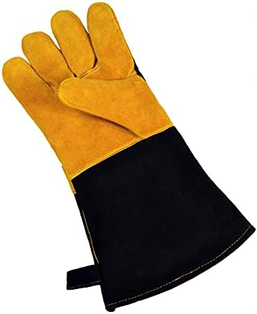 G & F Products Premium Leather Heat-Resistant Gloves – BBQ, Fireplace – Puncture, Cut, and Fire Protection with Cotton Lining and Kevlar Stitch – Durable Suede and Cowhide Leather