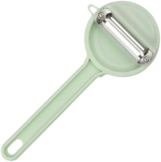 Peeling Knife with Storage Box – 2025 New Vegetable Peeler with Container, Multi-Function Fruit & Veggie Peeling Knife with Catcher for Kids & Adults, Safe Kitchen Peeler Set (Bean green)