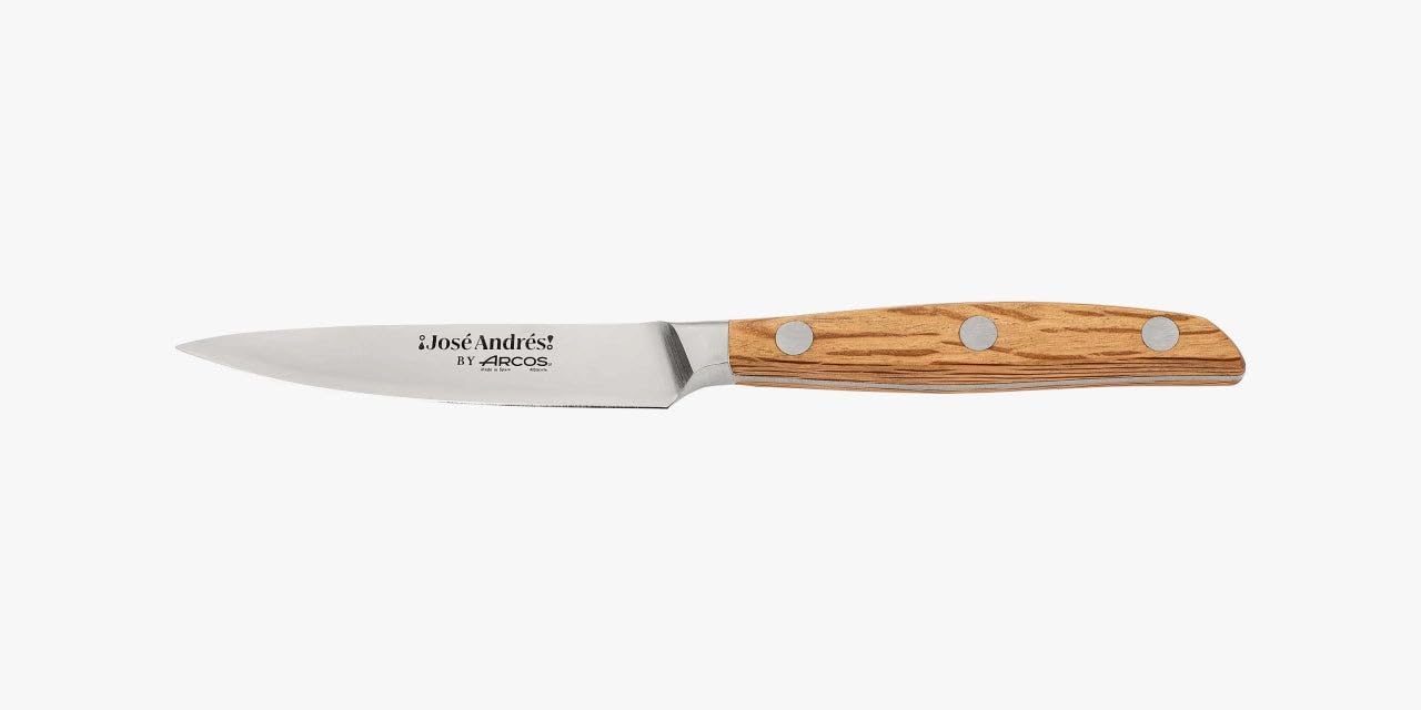 Arcos Jose Andres 10-Inch Fillet Knife Forged Meat Slicer | Professional NITRUM Stainless Steel Blade with Silk Edge | Ideal for Slicing Ham or Prosciutto | Ergonomic Holm Oak Wood Handle