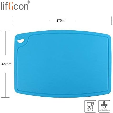 Liflicon Silicone Thick Cutting Boards Mats Set of 3 Foldable & Flexible Design Juice Grooves Easy Grip Handle Dishwasher Safe for Kitchen,BPA free Silicone Cutting Board-Green