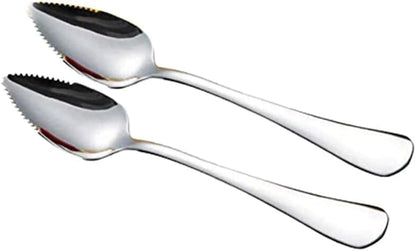 2Pcs Grapefruit Spoon Stainless Steel Fruit Spoon, Dessert Spoons, Serrated Edge Ice Cream Scrape Cut Spoons For Fruit Dessert Cheese Vegetables Kitchen Tool with Non-stick Plating