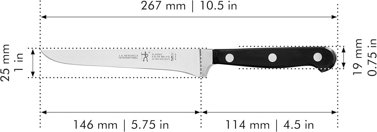 Classic Razor-Sharp 5.5-inch Boning Knife, German Engineered Informed by 100+ Years of Mastery