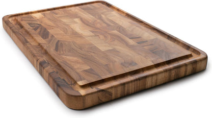 Gourmet Large End Grain Cutting Board and Mineral Oil Set, Includes 14" x 20" Chopping Board with Juice Channel and 8oz of Butcher Block Oil