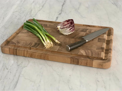 Gourmet Large End Grain Cutting Board and Mineral Oil Set, Includes 14" x 20" Chopping Board with Juice Channel and 8oz of Butcher Block Oil