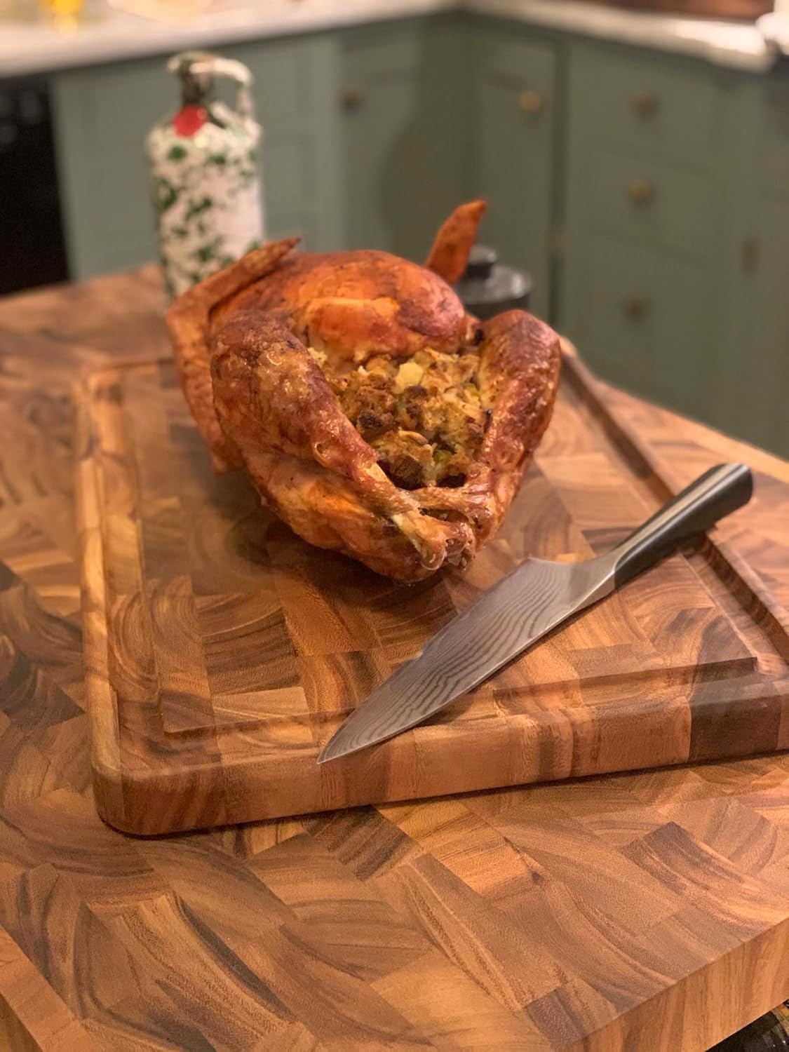 Gourmet Large End Grain Cutting Board and Mineral Oil Set, Includes 14" x 20" Chopping Board with Juice Channel and 8oz of Butcher Block Oil