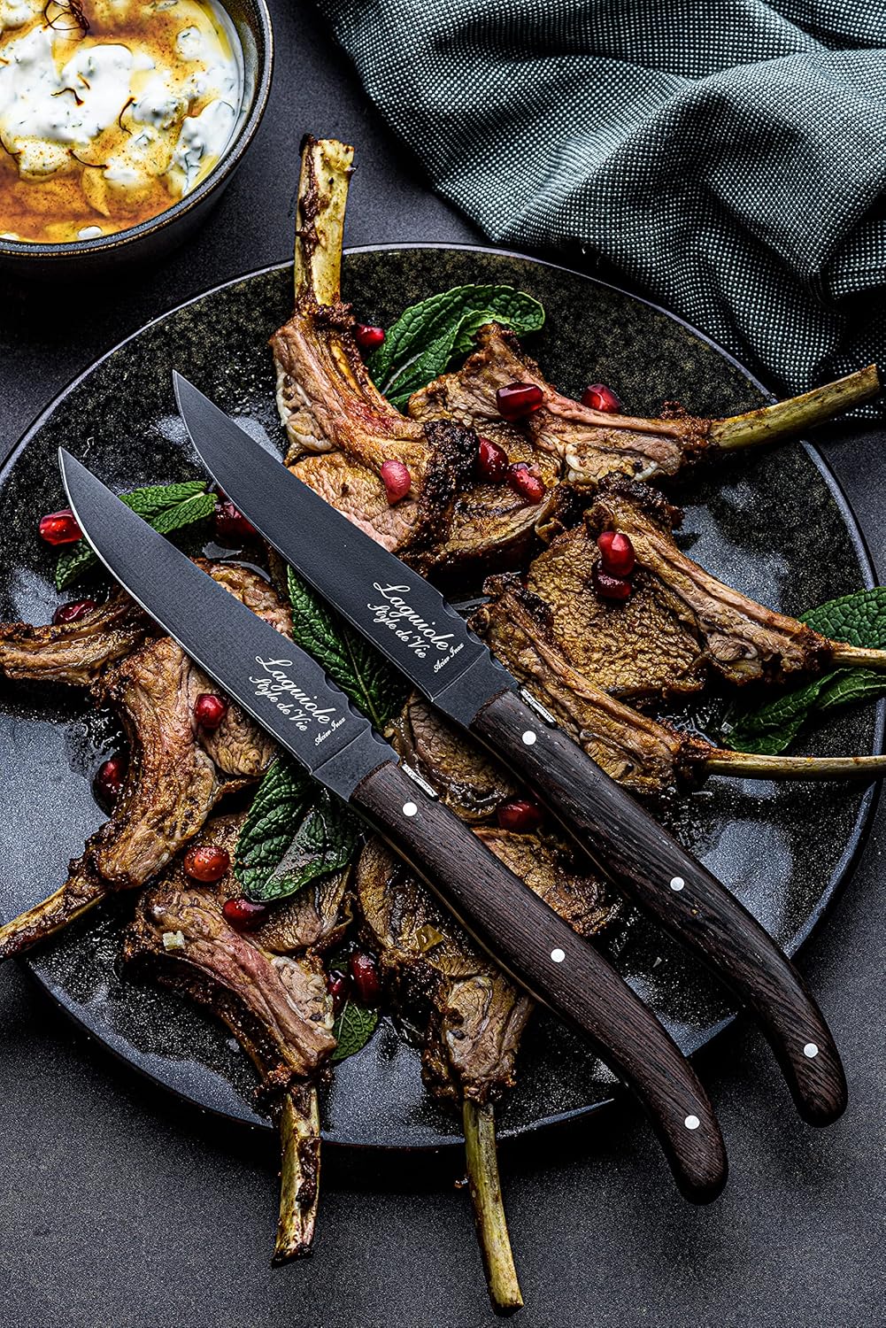 Steak Knives Luxury Line, Set of 6, Wenge Wood, Black