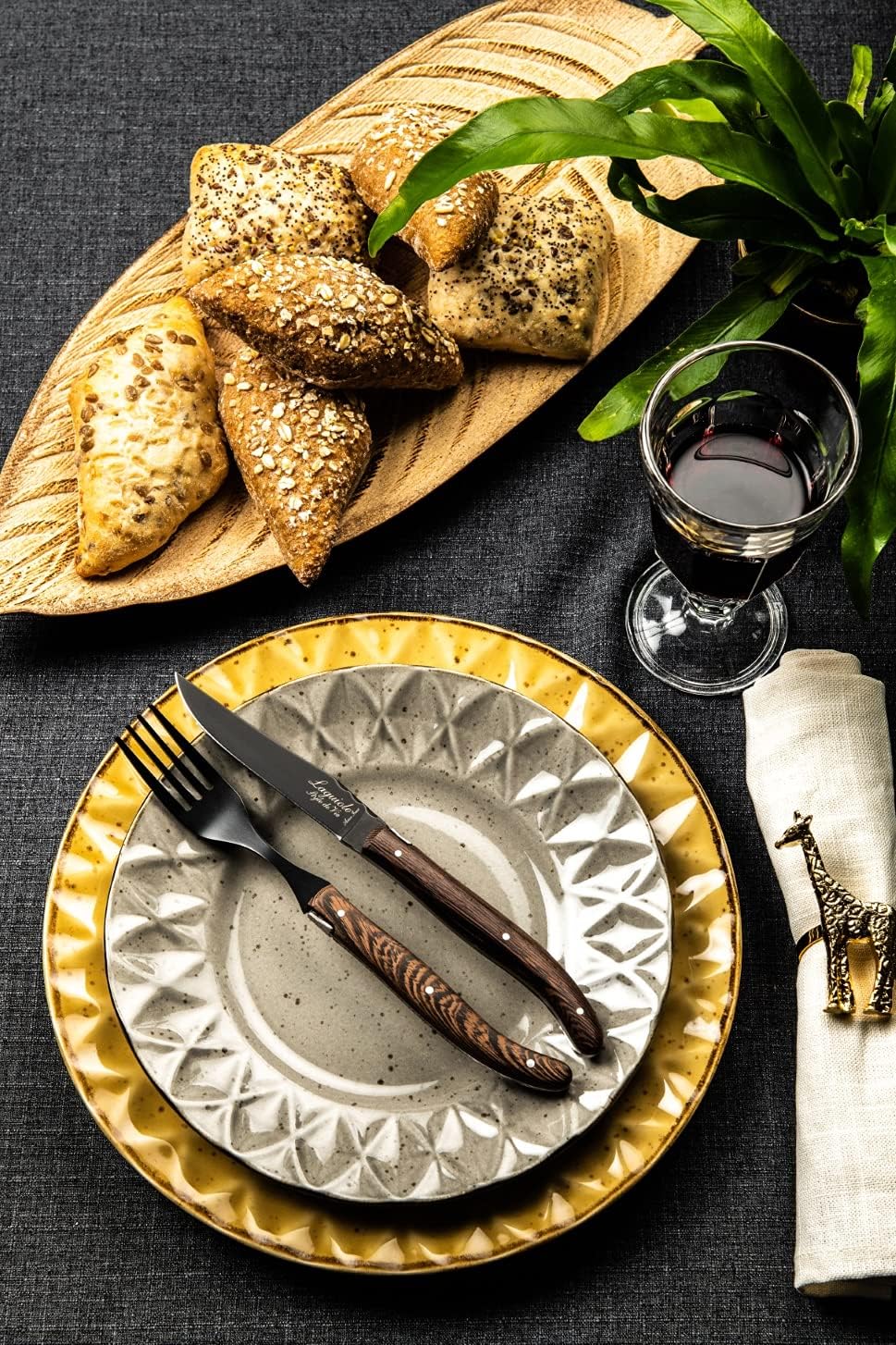 Steak Knives Luxury Line, Set of 6, Wenge Wood, Black