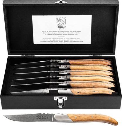 Steak Knives Luxury Line, Set of 6, Wenge Wood, Black