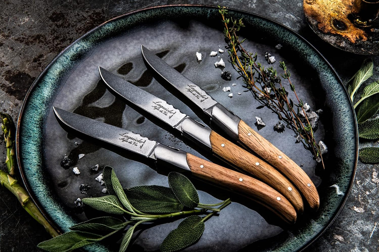 Steak Knives Luxury Line, Set of 6, Wenge Wood, Black