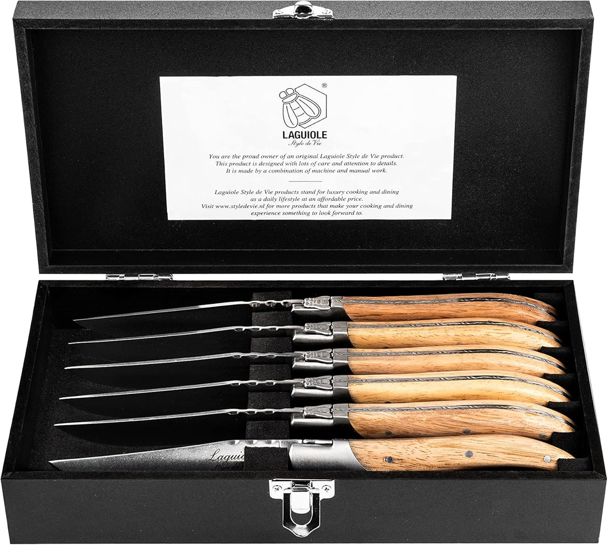 Steak Knives Luxury Line, Set of 6, Wenge Wood, Black