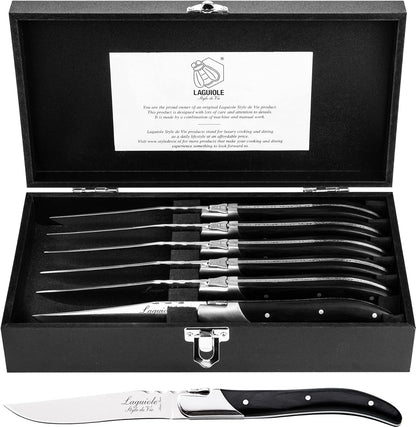 Steak Knives Luxury Line, Set of 6, Wenge Wood, Black