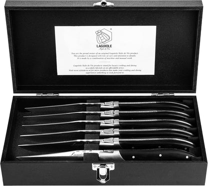 Steak Knives Luxury Line, Set of 6, Wenge Wood, Black