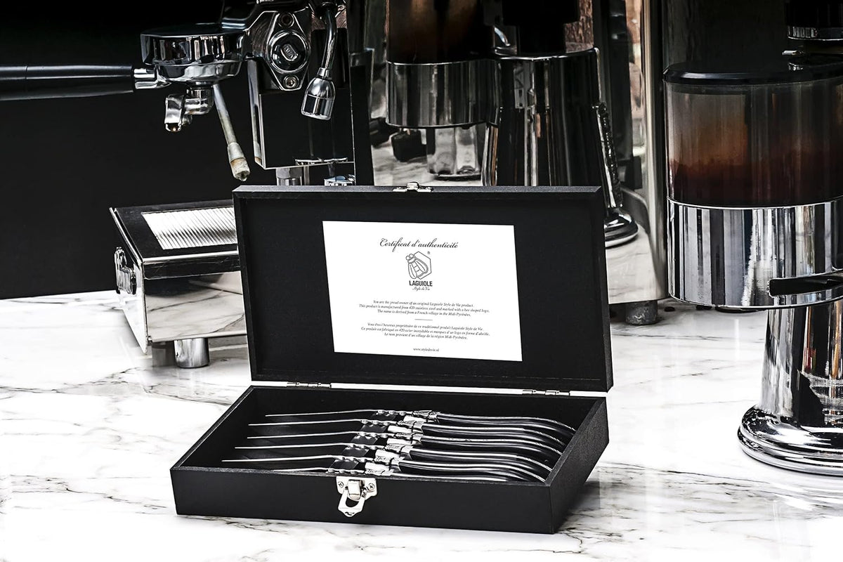 Steak Knives Luxury Line, Set of 6, Wenge Wood, Black