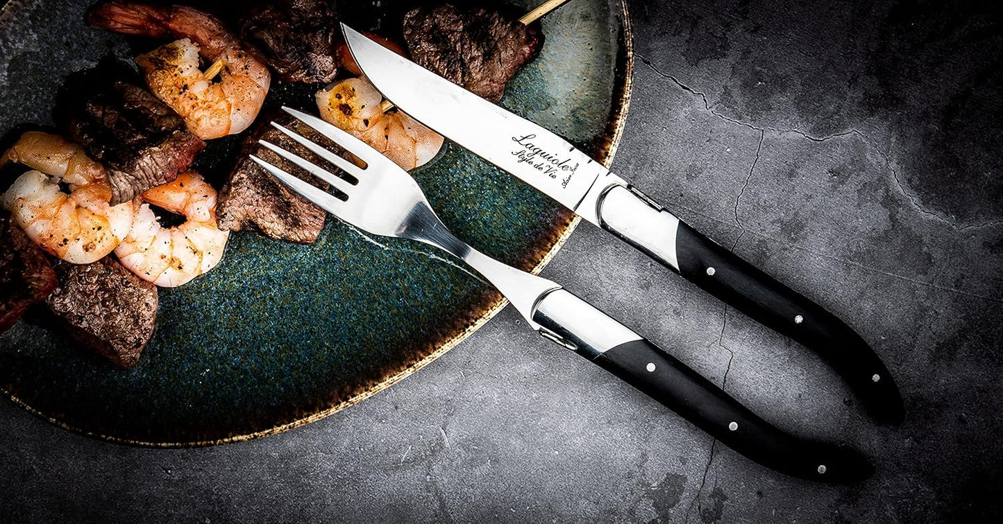 Steak Knives Luxury Line, Set of 6, Wenge Wood, Black
