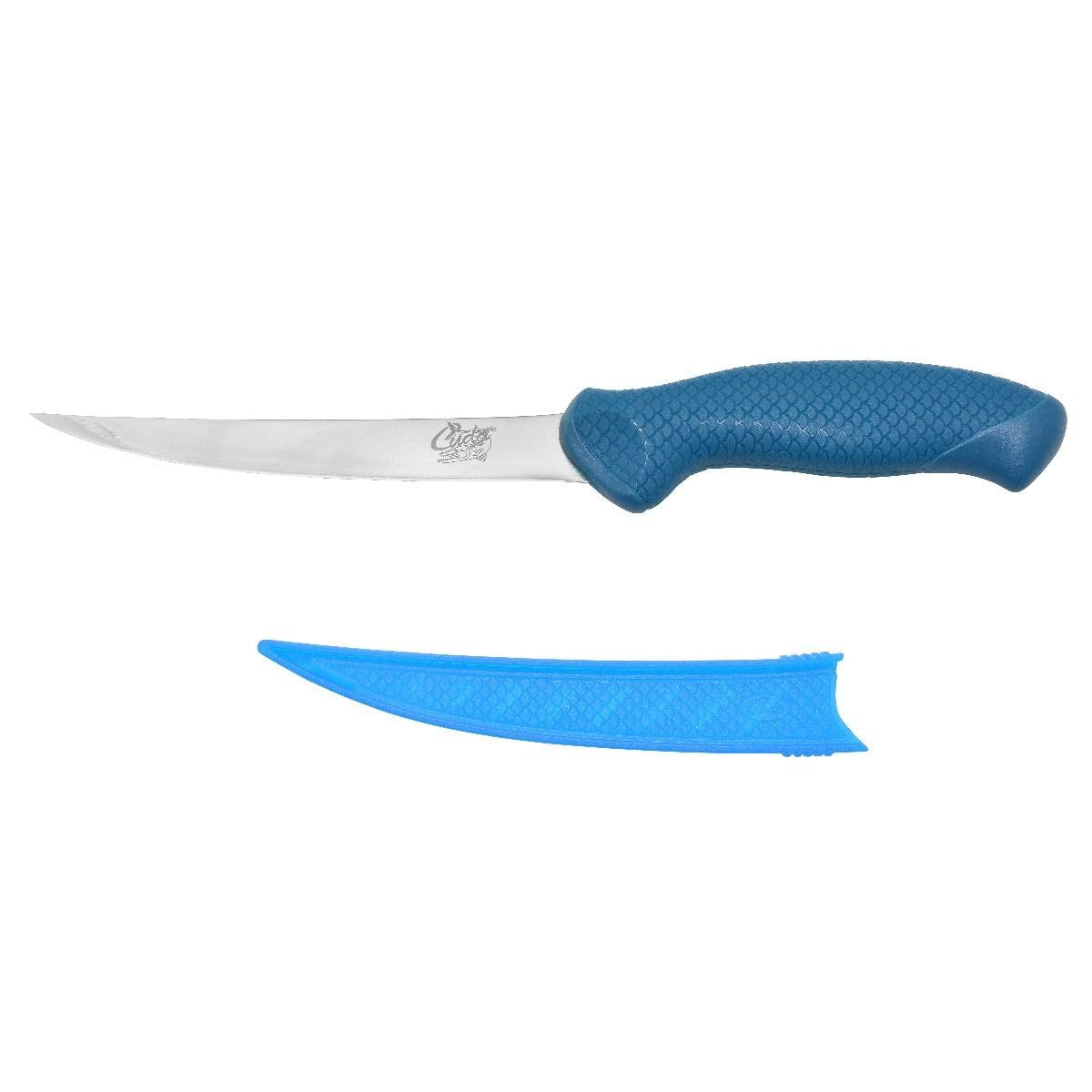 6" AquaTuff Curved Boning Saltwater & Freshwater Zirconium Bonding Fish Filleting Knife with Weather-Resistant Non-Slip Grip & Blade Cover