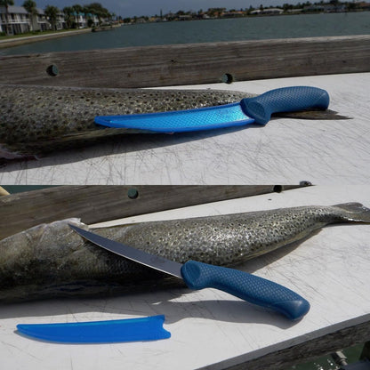 6" AquaTuff Curved Boning Saltwater & Freshwater Zirconium Bonding Fish Filleting Knife with Weather-Resistant Non-Slip Grip & Blade Cover
