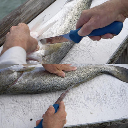6" AquaTuff Curved Boning Saltwater & Freshwater Zirconium Bonding Fish Filleting Knife with Weather-Resistant Non-Slip Grip & Blade Cover