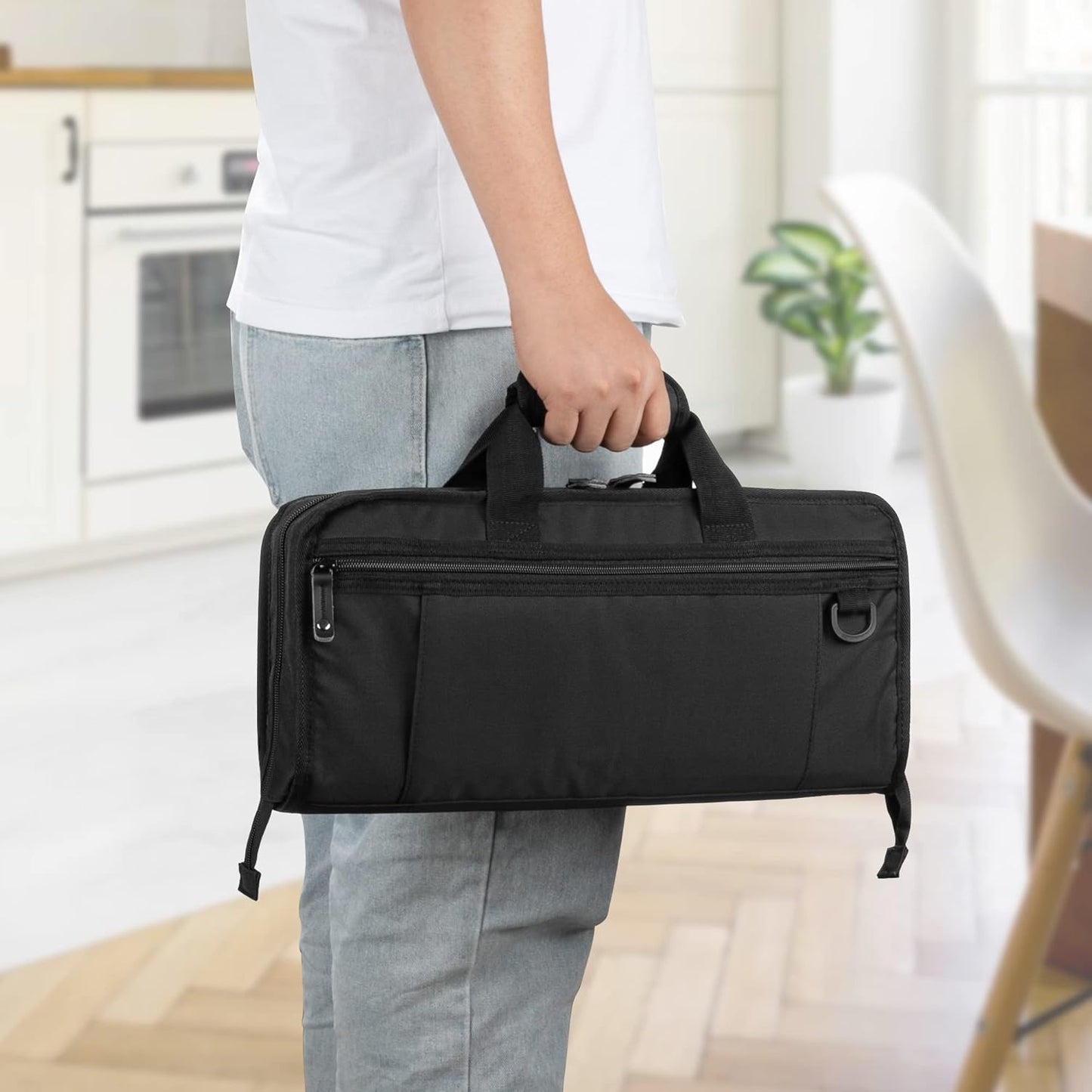 Chef Knife Bag with Lockhole & 17 + 6 Slots, up to 17.5 In, Bag Only | Knife Carrying Case for Kitchen Utensils, PVC Net Clamping Cloth Pocket, for Professional Cook, Caterer, Pastry, Fishmonger