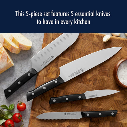 Dynamic 5-Pc Knife Set with Chef, Bread, Utility, Paring, Santoku | The Perfect Kitchen Knife Set for Effortless Cutting, German Engineered, Informed by 100+ Years of Mastery. Dishwasher safe
