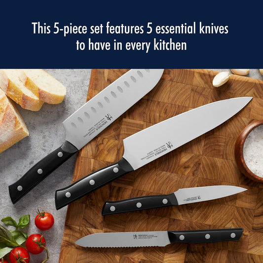 Dynamic 5-Pc Knife Set with Chef, Bread, Utility, Paring, Santoku | The Perfect Kitchen Knife Set for Effortless Cutting, German Engineered, Informed by 100+ Years of Mastery. Dishwasher safe