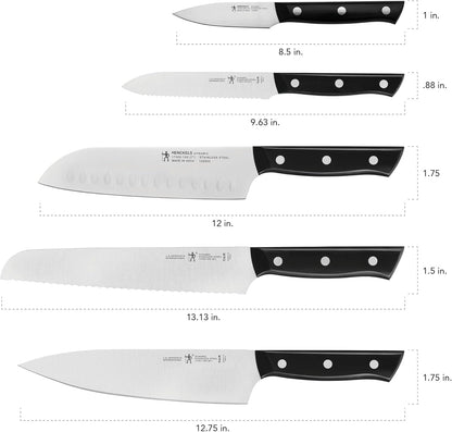 Dynamic 5-Pc Knife Set with Chef, Bread, Utility, Paring, Santoku | The Perfect Kitchen Knife Set for Effortless Cutting, German Engineered, Informed by 100+ Years of Mastery. Dishwasher safe