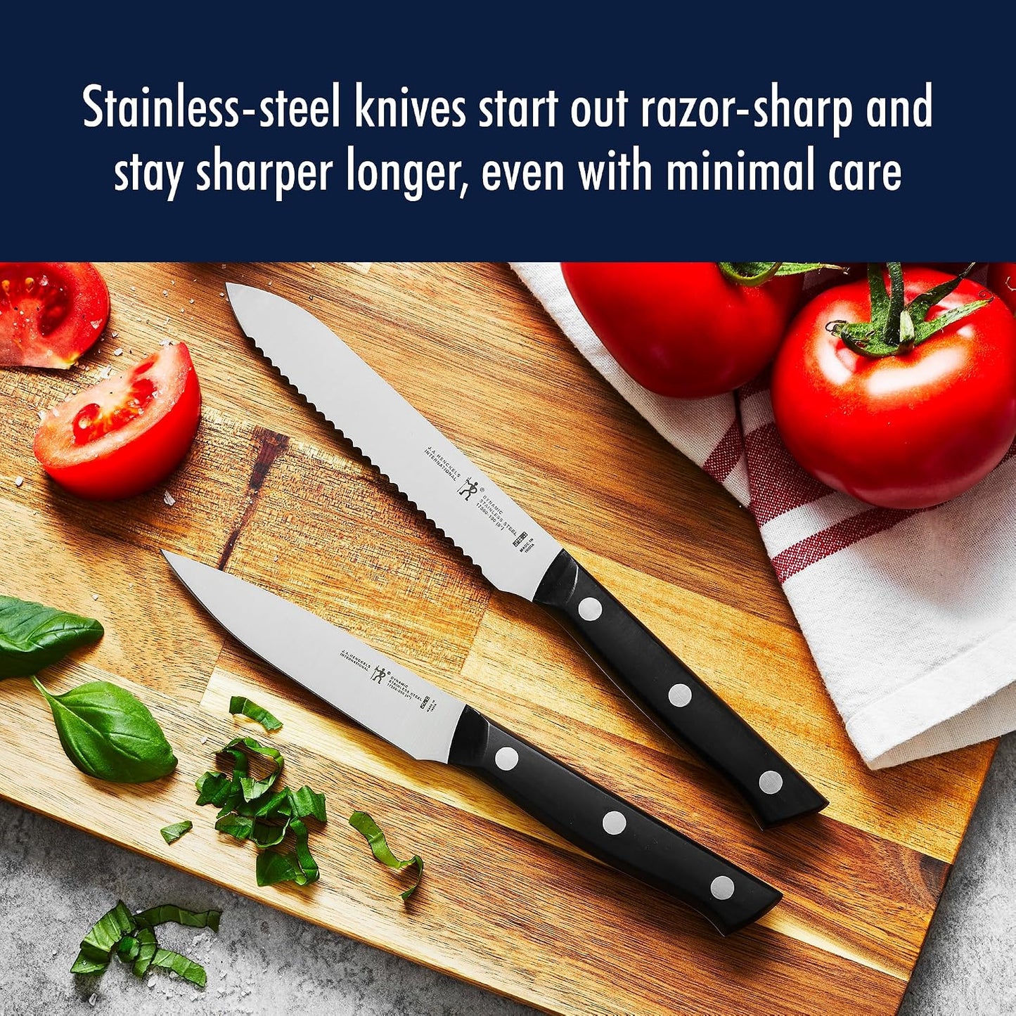 Dynamic 5-Pc Knife Set with Chef, Bread, Utility, Paring, Santoku | The Perfect Kitchen Knife Set for Effortless Cutting, German Engineered, Informed by 100+ Years of Mastery. Dishwasher safe