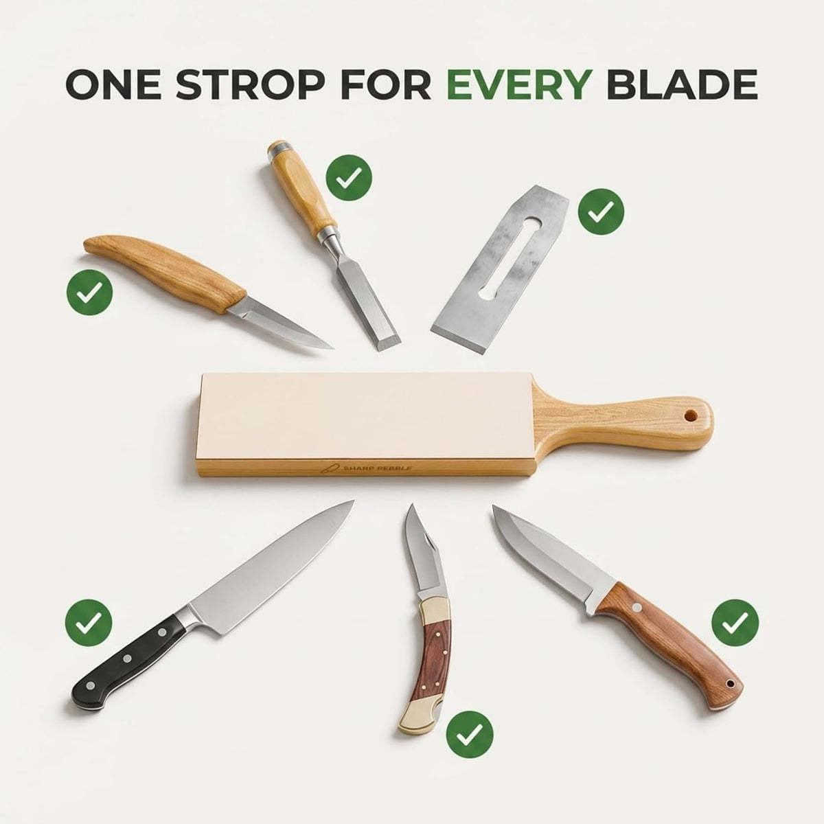 Leather Strop for Knife Sharpening | Double Sided Knife Strop with Premium Stropping Compound for Kitchen, Hunting & Pocket Knives, Tools & Chisels