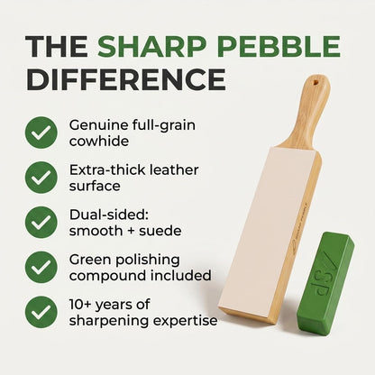 Leather Strop for Knife Sharpening | Double Sided Knife Strop with Premium Stropping Compound for Kitchen, Hunting & Pocket Knives, Tools & Chisels