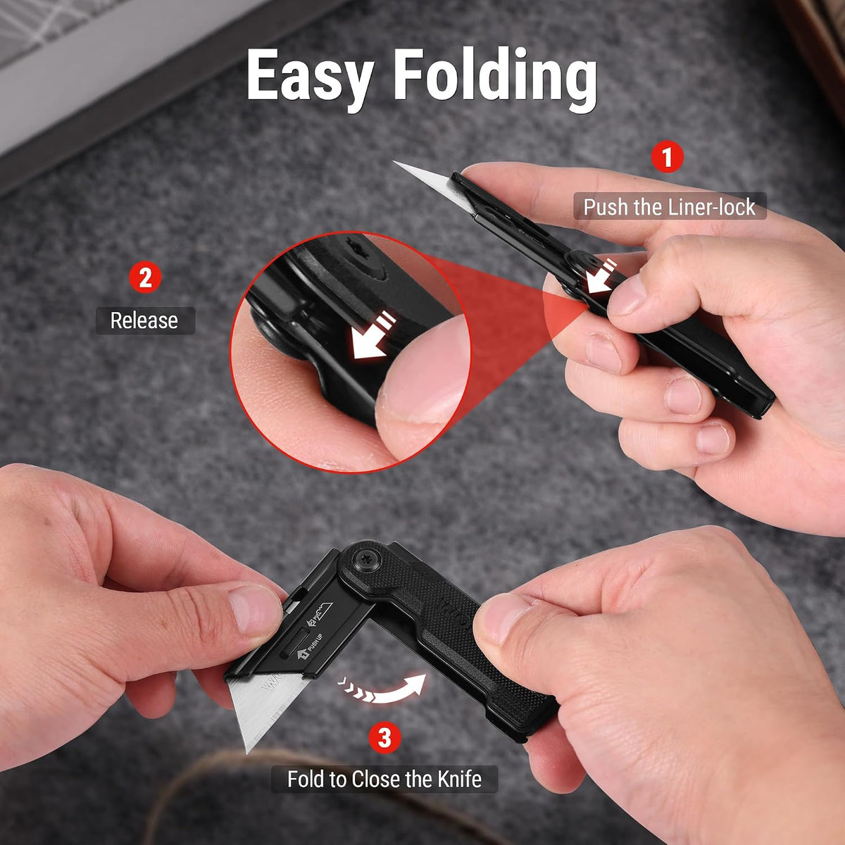 3PCS Quick Change Folding Pocket Utility Knife Set with Belt Clip