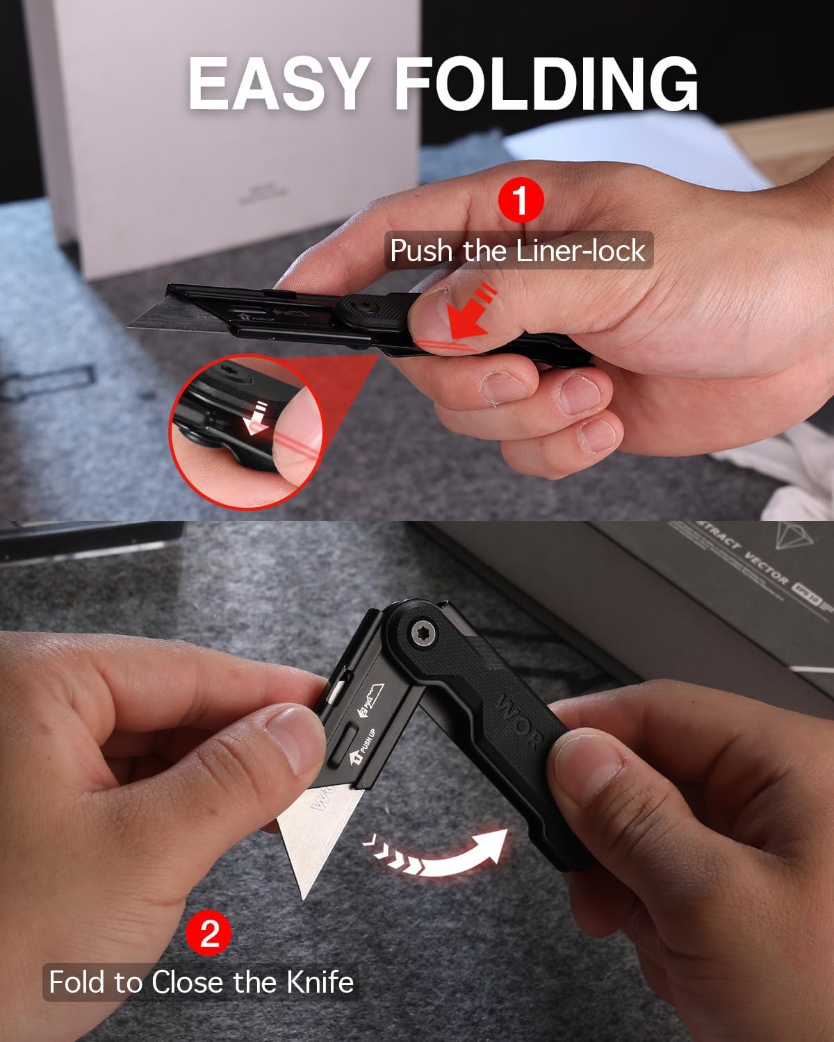 3PCS Quick Change Folding Pocket Utility Knife Set with Belt Clip