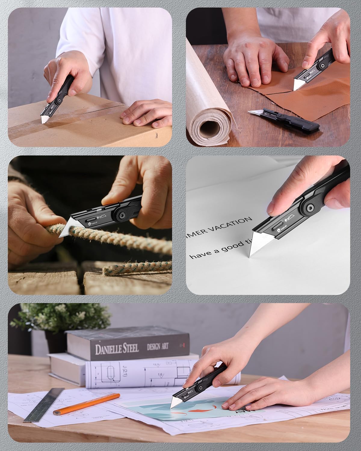 3PCS Quick Change Folding Pocket Utility Knife Set with Belt Clip
