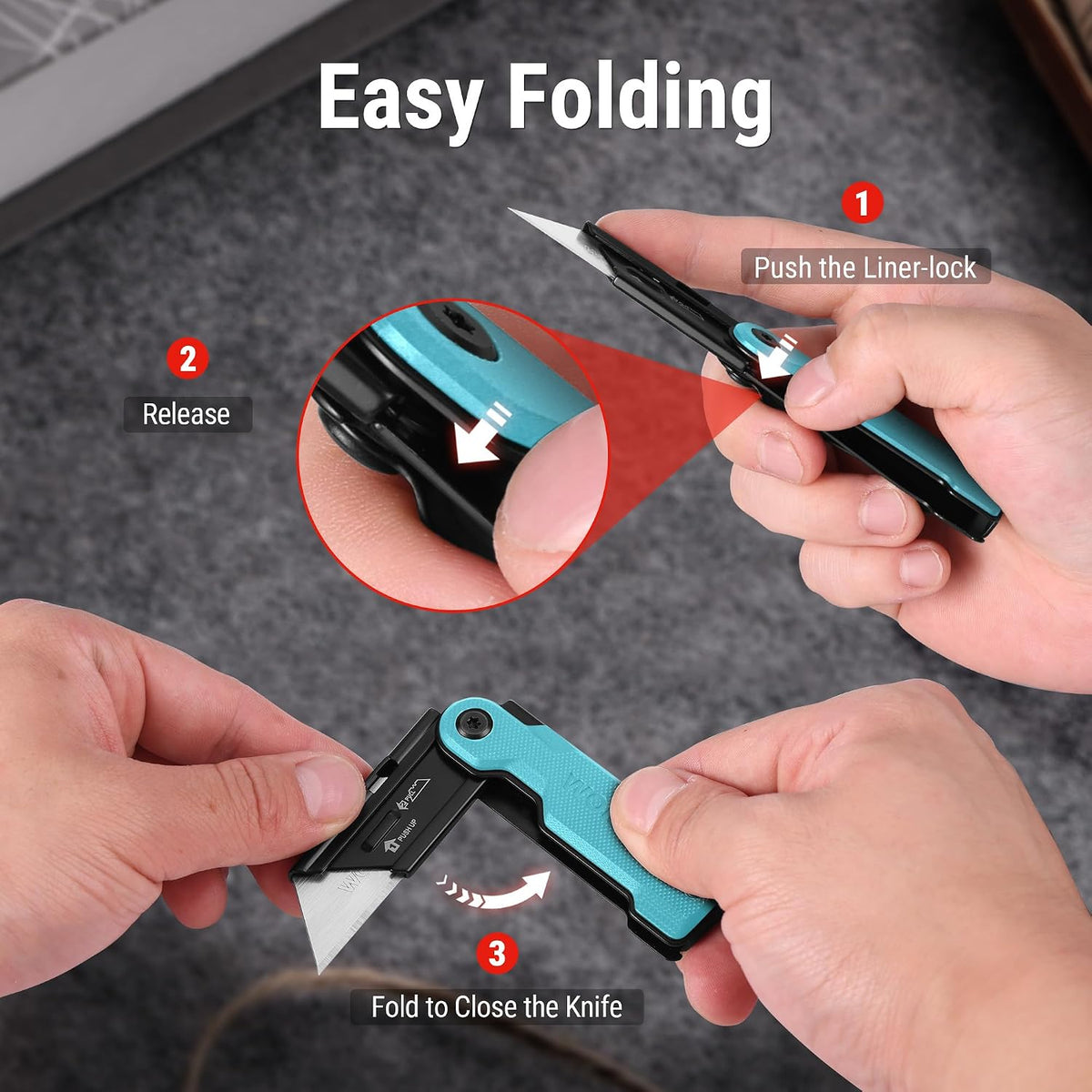 3PCS Quick Change Folding Pocket Utility Knife Set with Belt Clip