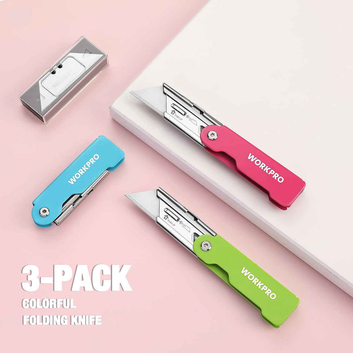 3PCS Quick Change Folding Pocket Utility Knife Set with Belt Clip