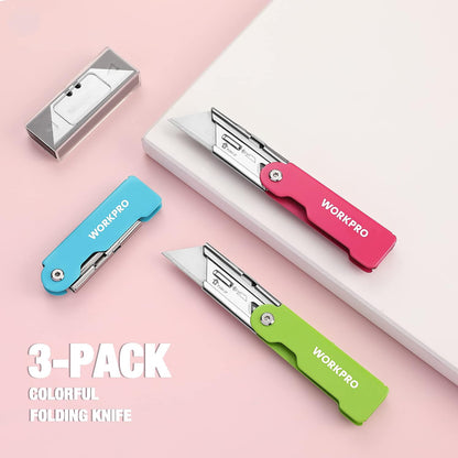 3PCS Quick Change Folding Pocket Utility Knife Set with Belt Clip