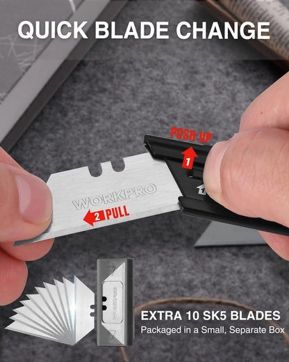 3PCS Quick Change Folding Pocket Utility Knife Set with Belt Clip