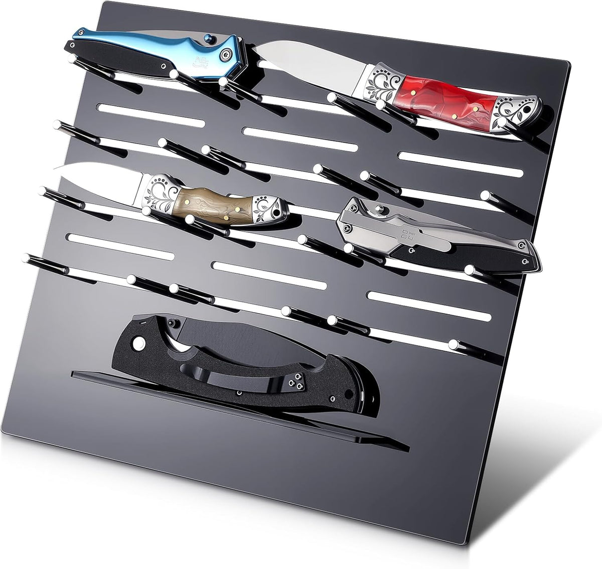 Knife Display Rack Holder 11.8 x 10.5 x 5.9 inches Acrylic Multitool Storage Stand Desktop Organizer Block for 12 Knives (Not Included) for Displaying Daggers Pocket Folding Knife