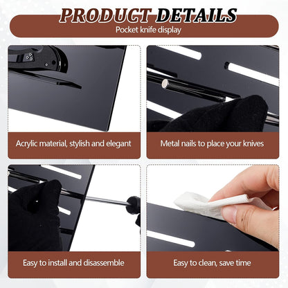 Knife Display Rack Holder 11.8 x 10.5 x 5.9 inches Acrylic Multitool Storage Stand Desktop Organizer Block for 12 Knives (Not Included) for Displaying Daggers Pocket Folding Knife