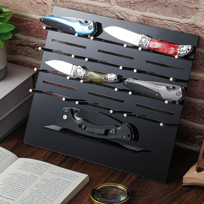 Knife Display Rack Holder 11.8 x 10.5 x 5.9 inches Acrylic Multitool Storage Stand Desktop Organizer Block for 12 Knives (Not Included) for Displaying Daggers Pocket Folding Knife