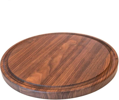 Made in USA Walnut Cutting Board - Butcher Block made from Sustainable Hardwood (Round - 13.5)
