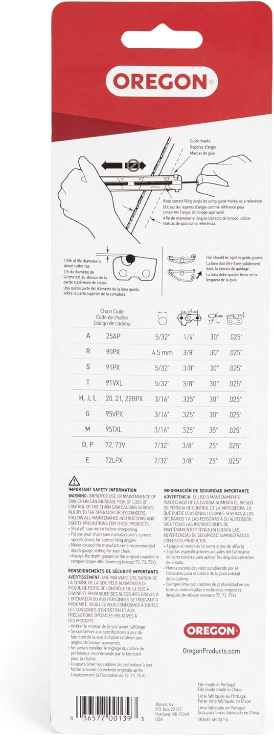 25896 3/16 inch Chainsaw File Guide with File