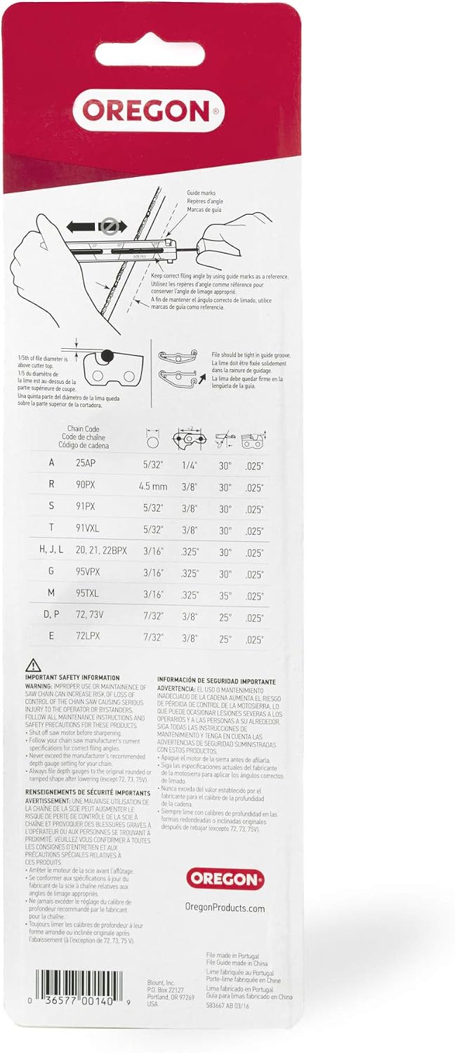 25896 3/16 inch Chainsaw File Guide with File