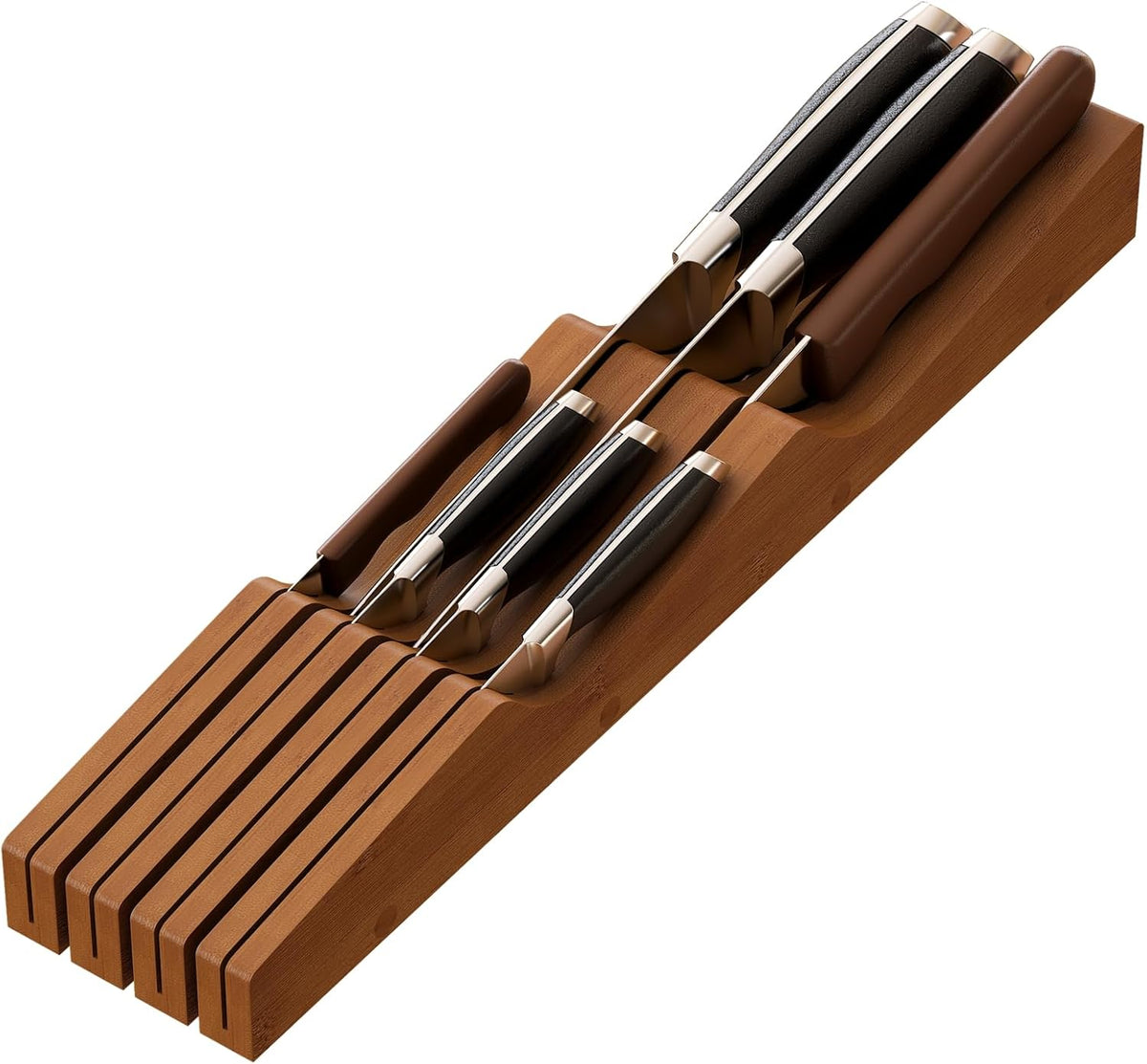 Knife Drawer Organizer (Natural, 15 Knives Organizer)