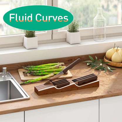 Knife Drawer Organizer (Natural, 15 Knives Organizer)