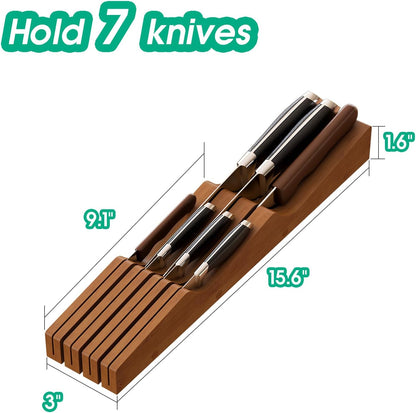 Knife Drawer Organizer (Natural, 15 Knives Organizer)
