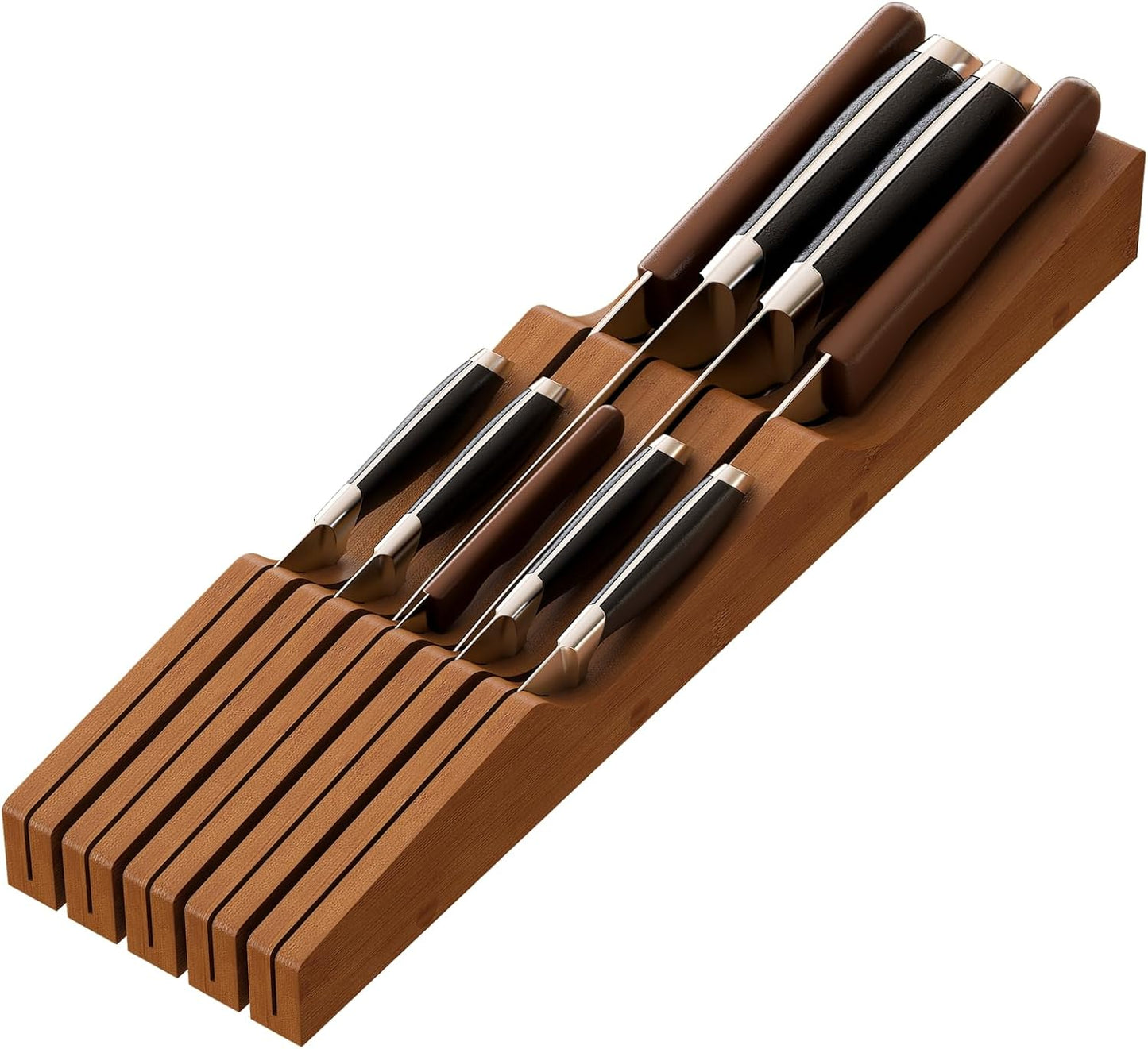 Knife Drawer Organizer (Natural, 15 Knives Organizer)