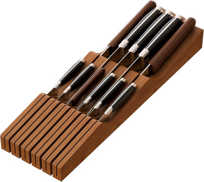 Knife Drawer Organizer (Natural, 15 Knives Organizer)