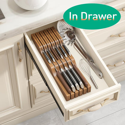 Knife Drawer Organizer (Natural, 15 Knives Organizer)
