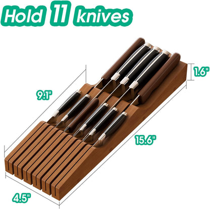 Knife Drawer Organizer (Natural, 15 Knives Organizer)