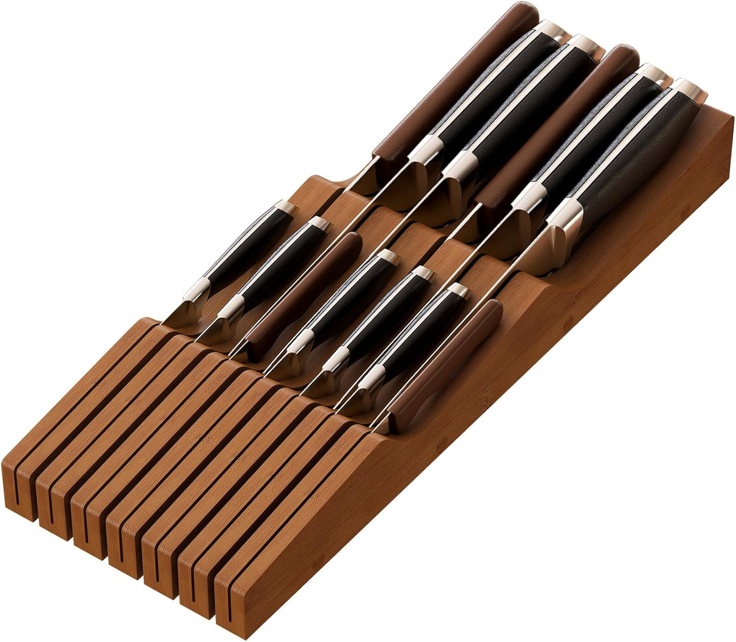 Knife Drawer Organizer (Natural, 15 Knives Organizer)