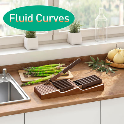 Knife Drawer Organizer (Natural, 15 Knives Organizer)